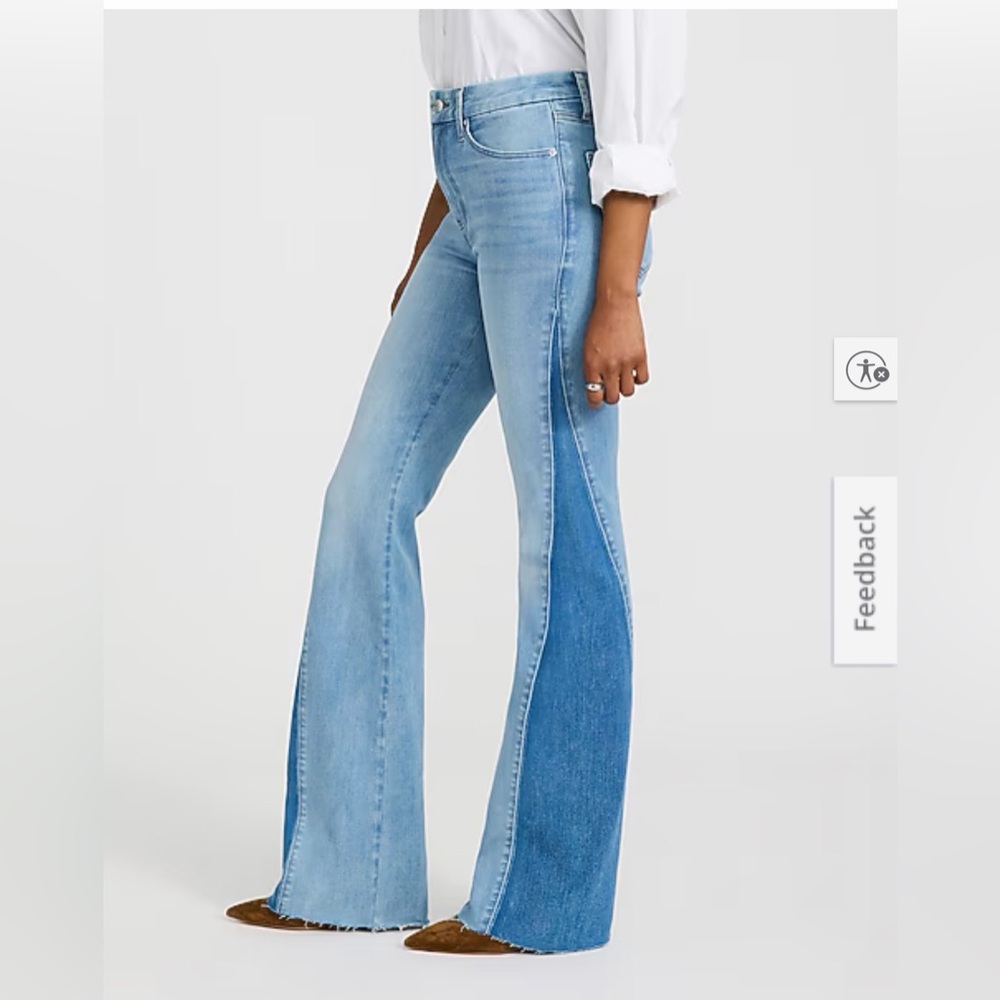 Express Blue Two-Tone Flare Jeans